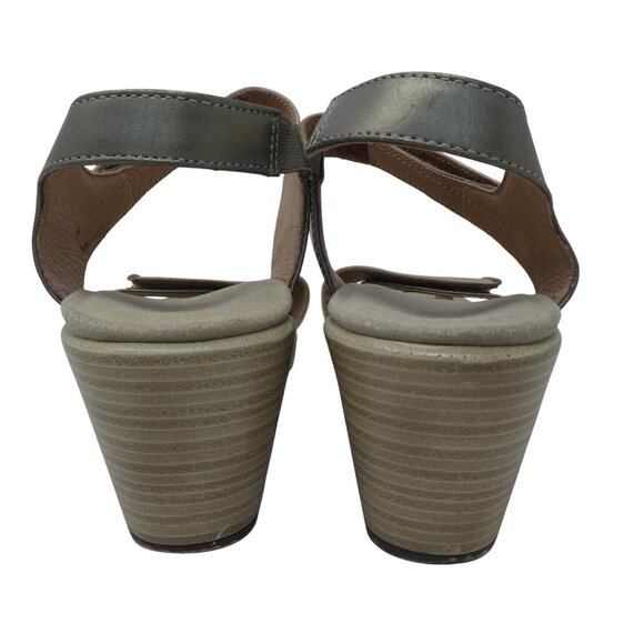 Naot Intact Beige Pewter Leather Open Toe Slingback Heeled Sandals Womens 38 - Picture 9 of 13